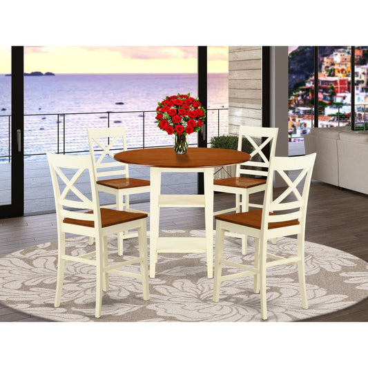 Dining Room Set Buttermilk & Cherry SUQU5H - BMK - W By East West Furniture | Dining Sets | Modishstore