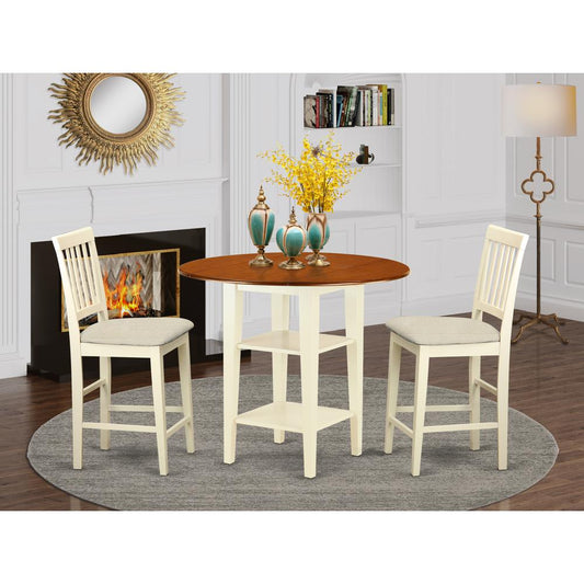 Dining Room Set Buttermilk & Cherry SUVN3H - BMK - C By East West Furniture | Dining Sets | Modishstore
