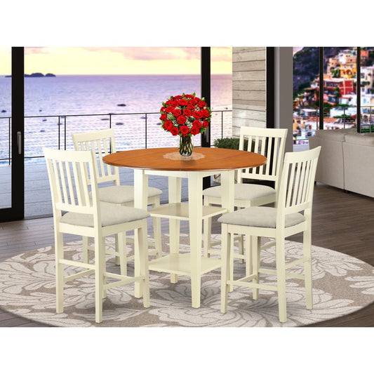 Dining Room Set Buttermilk & Cherry SUVN5H - BMK - C By East West Furniture | Dining Sets | Modishstore