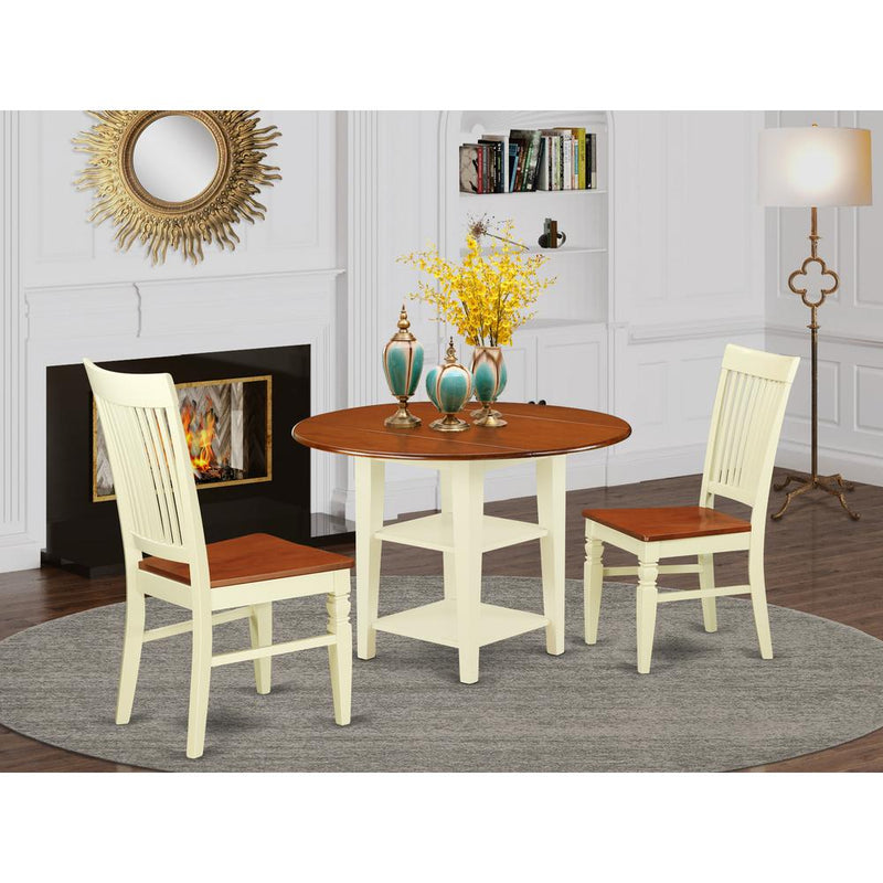 Dining Room Set Buttermilk & Cherry SUWE3-BMK-W By East West Furniture | Dining Sets | Modishstore