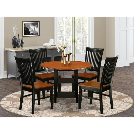 Dining Room Set Black & Cherry SUWE5-BCH-W By East West Furniture | Dining Sets | Modishstore