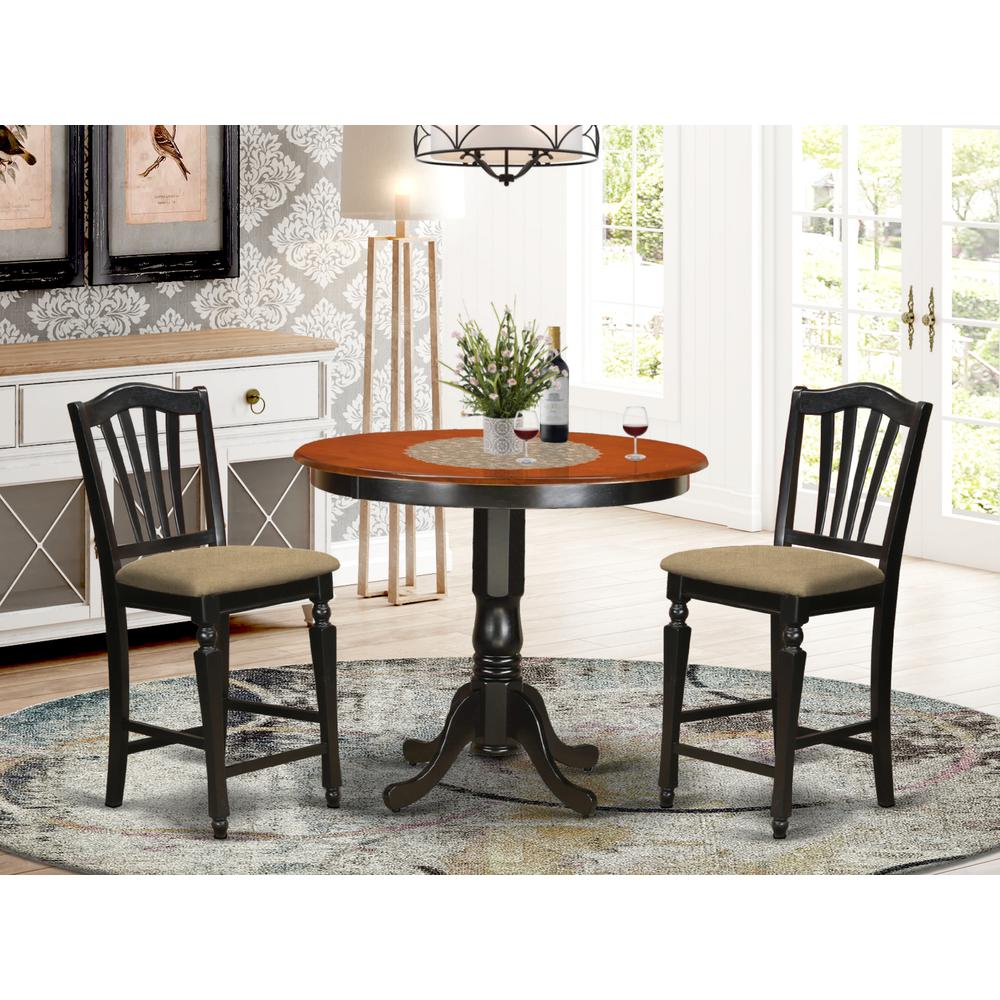 Trch3-Blk-C 3 Pc Counter Height Pub Set - High Top Table And 2 Counter Height Stool. By East West Furniture | Bar Stools & Table | Modishstore - 2