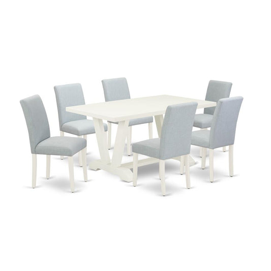 7-Piece Dinette Set Includes 6 Modern Chairs And Dining Tables By East West Furniture | Dining Sets | Modishstore
