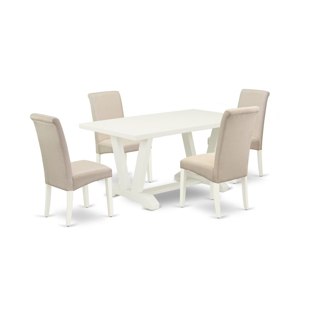 5-Piece Rectangular Dinette Set Included 4 Parson Chairs Upholstered Seat And High Curved Back And Rectangular Dining Room Table And Dining Tables By East West Furniture | Dining Sets | Modishstore