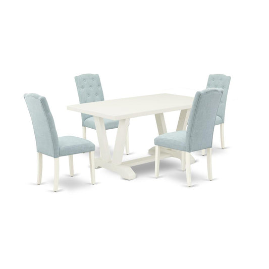 5-Pc Dining Room Table Set- 4 Parson Chairs And Dining Tables By East West Furniture | Dining Sets | Modishstore