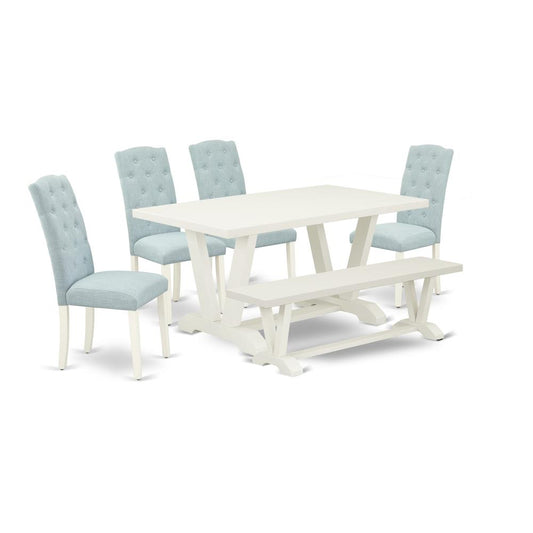 6-Pc Dining Room Set- 4 Padded Parson Chairs And Dining Tables By East West Furniture | Dining Sets | Modishstore