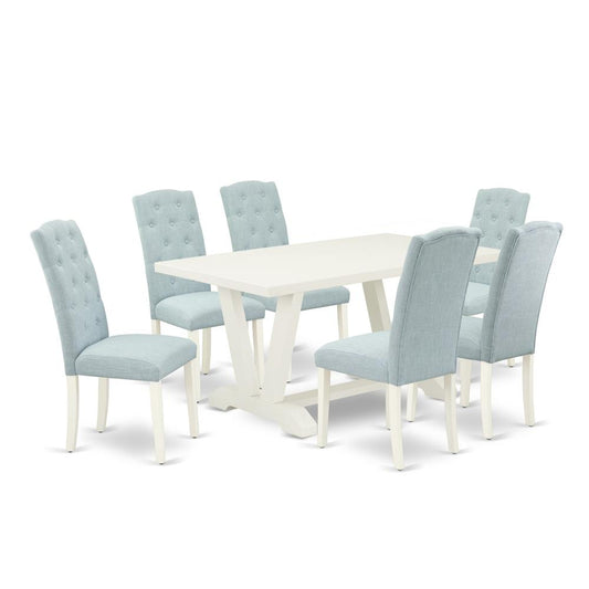 7-Piece Dining Table Set- 6 Kitchen Chairs And Dining Tables By East West Furniture | Dining Sets | Modishstore