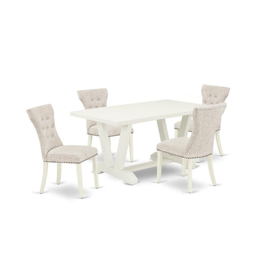 5-Pc Included 4 Kitchen Parson Chairs Upholstered Nails Head Seat And High Button Tufted Chair Back And Rectangular Dining Table And Dining Tables By East West Furniture | Dining Sets | Modishstore