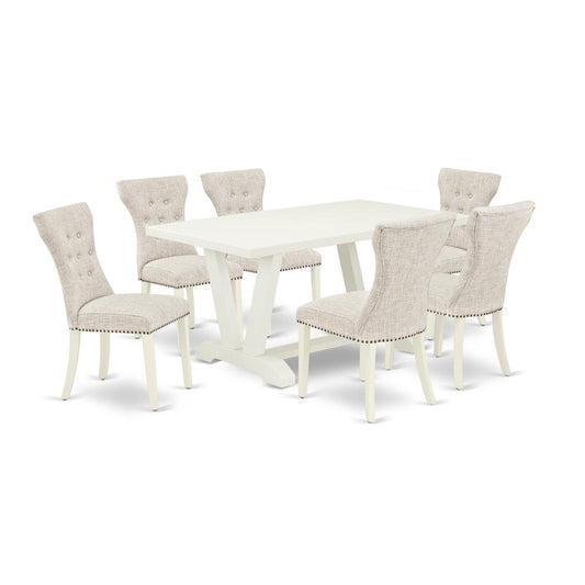7-Piece Dining Room Set - 6 Parson Dining Chairs And Small Rectangular Table Hardwood Structure And Dining Tables By East West Furniture | Dining Sets | Modishstore