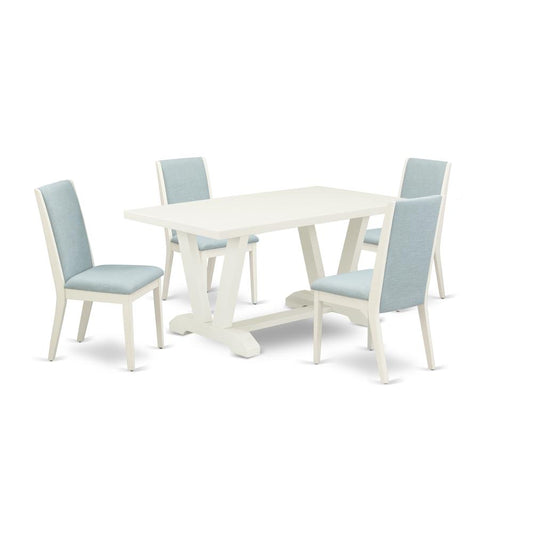 5Pc Kitchen Table Set Includes A Wood Table And 4 Parson Dining Chairs By East West Furniture | Dining Sets | Modishstore