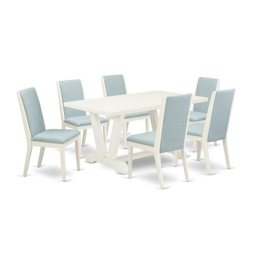 7Pc Wood Dining Table Set Contains A Wood Table And 6 Parsons Dining Room Chairs By East West Furniture | Dining Sets | Modishstore
