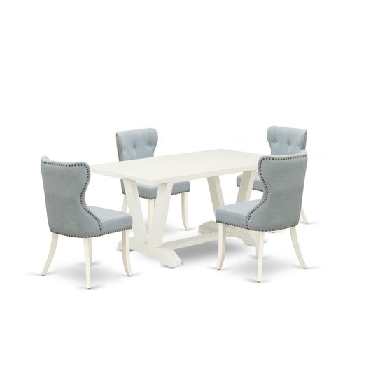 5-Piece Dining Room Table Set- 4 Parson Chairs And Dining Tables By East West Furniture | Dining Sets | Modishstore