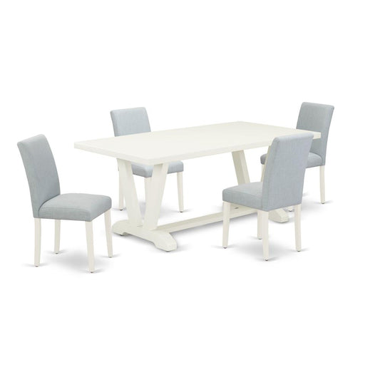 5-Piece Modern Dining Table Set Includes 4 Parson Dining Chairs And Dining Tables By East West Furniture | Dining Sets | Modishstore