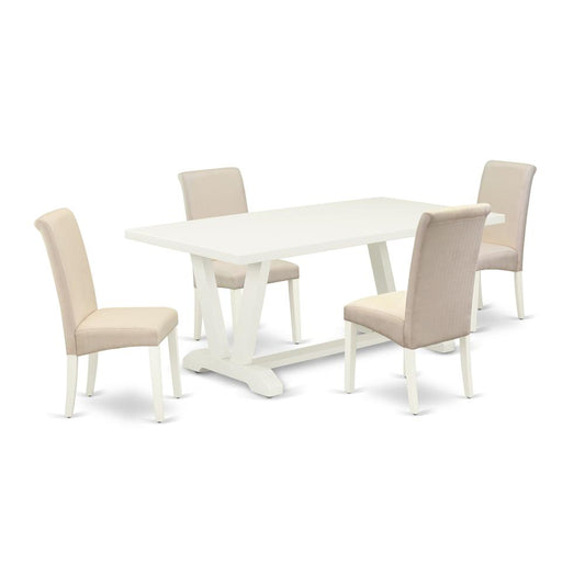 5-Pc Modern Dining Table Set Included 4 Dining Room Chairs Upholstered Nails Head Seat And Stylish Chair Back And Rectangular Table And Dining Tables By East West Furniture | Dining Sets | Modishstore