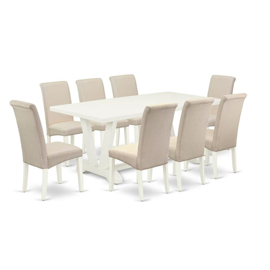 9-Piece Dining Room Set - 8 Parson Dining Chairs And Small Rectangular Table Hardwood Structure And Dining Tables By East West Furniture | Dining Sets | Modishstore