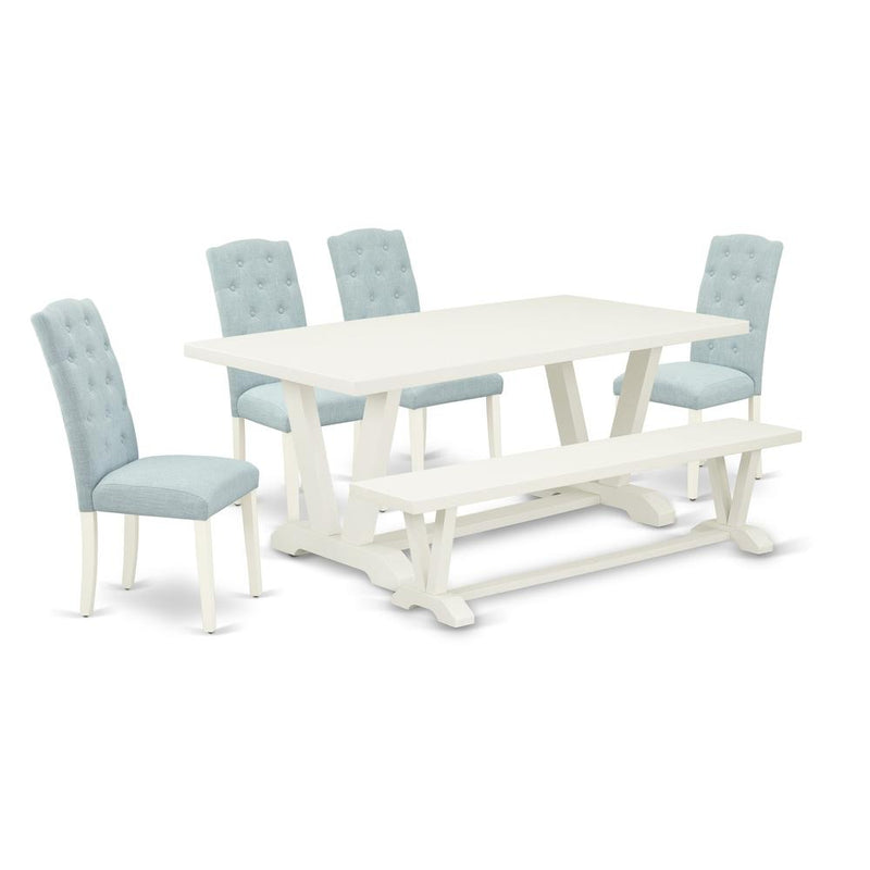 6-Piece Kitchen Dining Room Set- 4 Parson Dining Room Chairs And Dining Tables By East West Furniture | Dining Sets | Modishstore