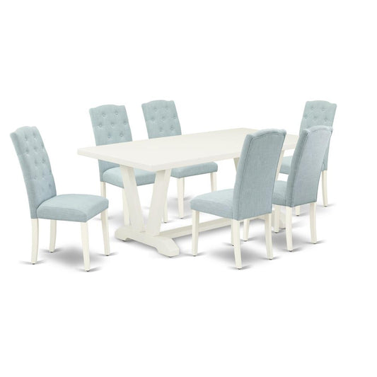 7-Piece Kitchen Dining Set- 6 Parson Dining Chairs And Dining Tables By East West Furniture | Dining Sets | Modishstore