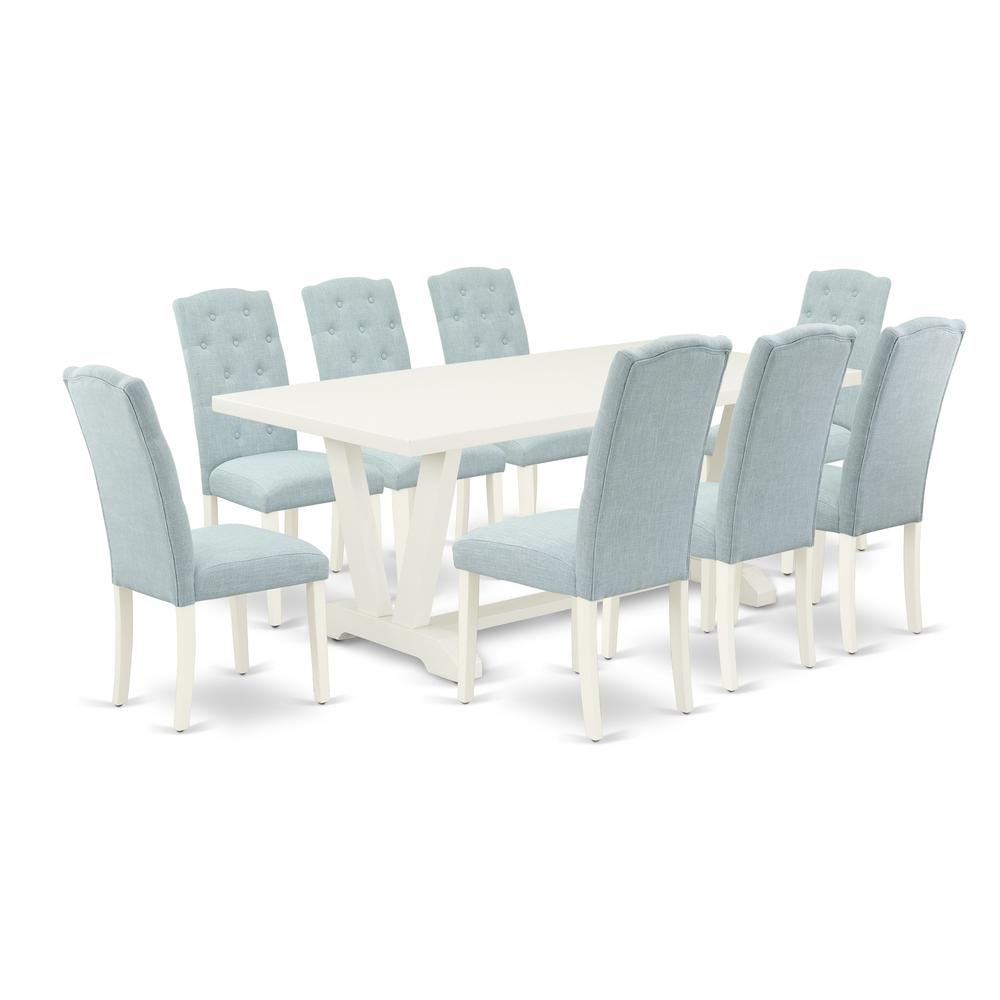 9-Piece Modern Dining Table Set- 8 Upholstered Dining Chairs And Dining Tables By East West Furniture | Dining Sets | Modishstore