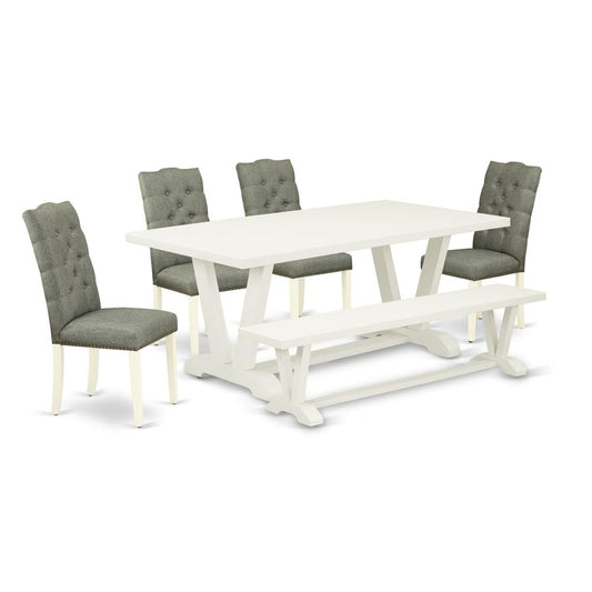 6-Piece Dining Room Set- 4 Parson Chairs And Dining Tables By East West Furniture | Dining Sets | Modishstore