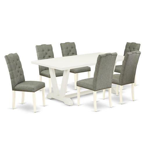 7-Pc Modern Dining Table Set- 6 Parson Chairs And Dining Tables By East West Furniture | Dining Sets | Modishstore
