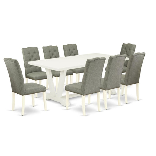 9-Pc Dining Table Set- 8 Dining Room Chairs And Dining Tables By East West Furniture | Dining Sets | Modishstore