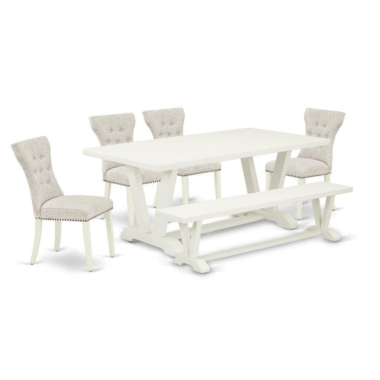 6-Pc Dining Room Table Set- 4 Parson Dining Chairs And Dining Tables By East West Furniture | Dining Sets | Modishstore