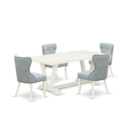 5-Pc Modern Dining Set- 4 Padded Parson Chairs And Dining Tables By East West Furniture | Dining Sets | Modishstore