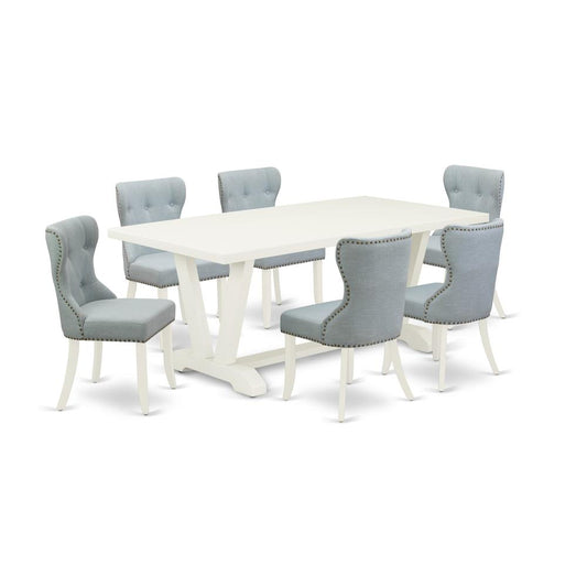 7-Pc Dinette Set- 6 Kitchen Parson Chairs And Dining Tables By East West Furniture | Dining Sets | Modishstore