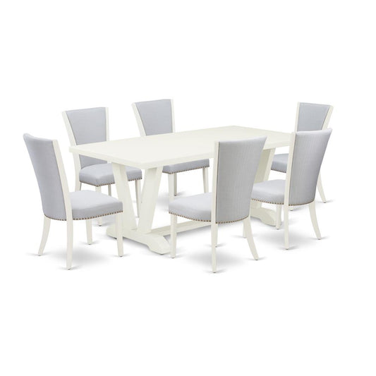 7-Pc Dinette Set Consists Of 6 Modern Chairs And Dining Tables By East West Furniture | Dining Sets | Modishstore