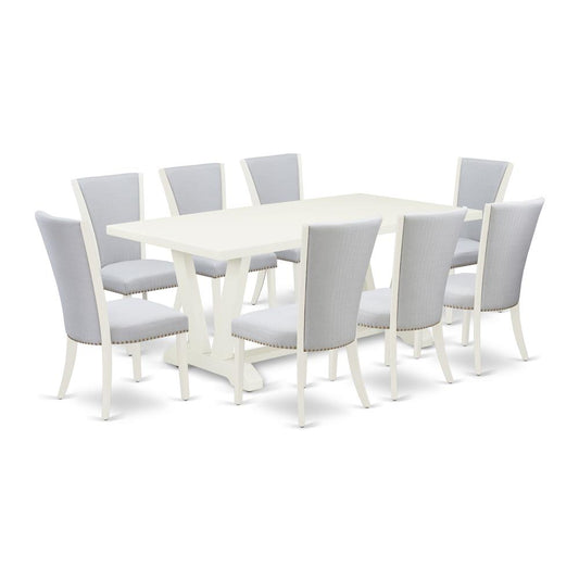 9-Piece Kitchen Table Set Consists Of 8 Mid Century Chairs And Dining Tables By East West Furniture | Dining Sets | Modishstore