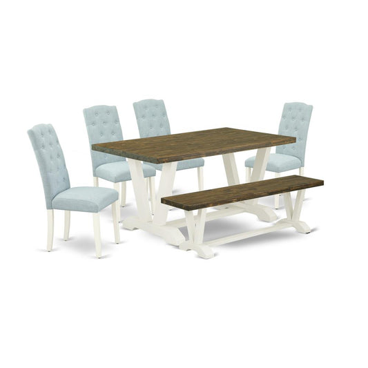 6-Piece Dining Room Set- 4 Kitchen Parson Chairs And Dining Tables By East West Furniture | Dining Sets | Modishstore