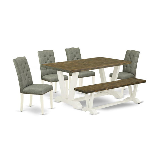 6-Piece Dining Table Set- 4 Parson Dining Chairs And Dining Tables By East West Furniture | Dining Sets | Modishstore