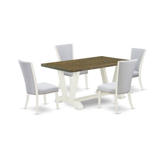 5-Pc Dinette Set Consists Of 4 Modern Chairs And Dining Tables By East West Furniture | Dining Sets | Modishstore