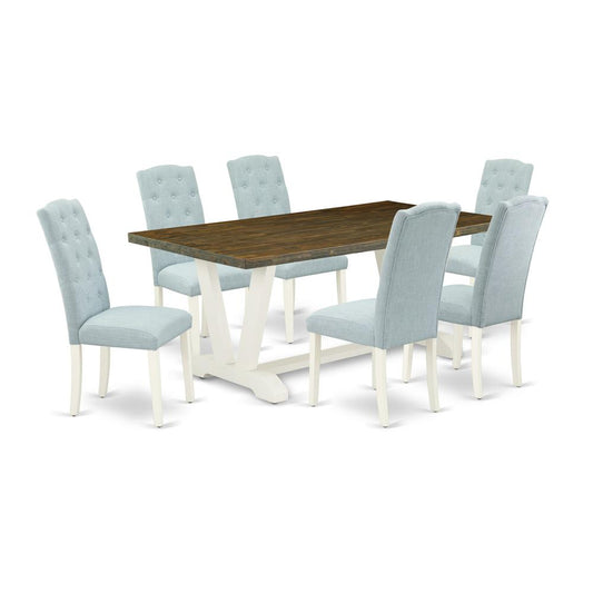 7-Pc Dining Room Set- 6 Dining Padded Chairs And Dining Tables By East West Furniture | Dining Sets | Modishstore