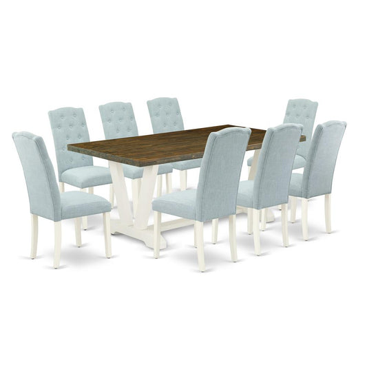 9-Piece Kitchen Dining Room Set-8 Parson Chairs And Dining Tables By East West Furniture | Dining Sets | Modishstore