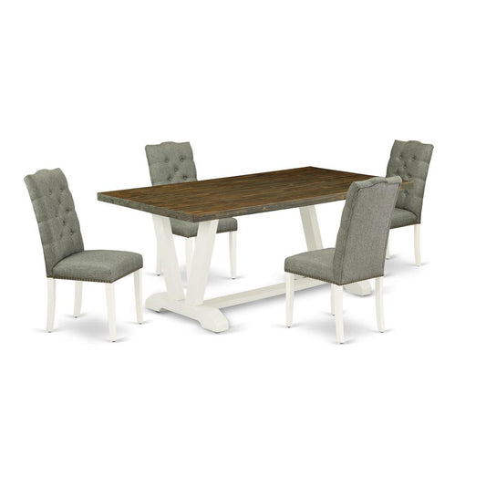 5-Pc Dinette Room Set- 4 Kitchen Parson Chairs And Dining Tables By East West Furniture | Dining Sets | Modishstore