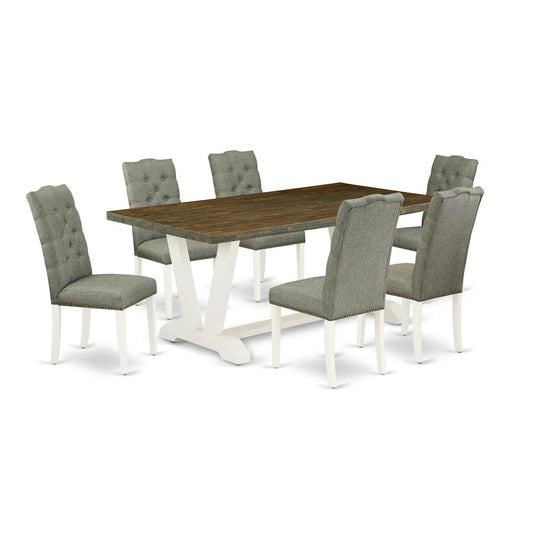 7-Piece Kitchen Dining Set- 6 Dining Room Chairs And Dining Tables By East West Furniture | Dining Sets | Modishstore