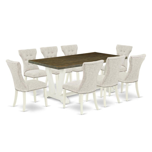 9-Pc Dining Table Set- 8 Parson Dining Chairs And Dining Tables By East West Furniture | Dining Sets | Modishstore