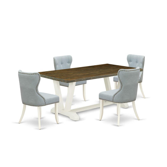 5-Piece Modern Dining Set- 4 Dining Padded Chairs And Dining Tables By East West Furniture | Dining Sets | Modishstore