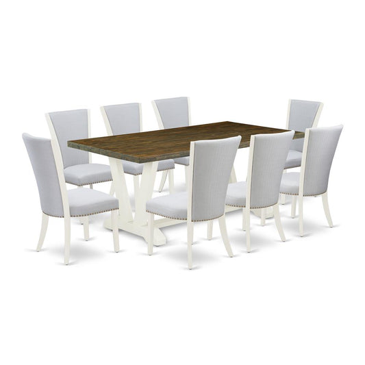 9-Pc Dining Room Table Set Includes 8 Mid Century Dining Chairs And Dining Tables By East West Furniture | Dining Sets | Modishstore