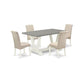 5-Piece Gorgeous Dining Room Set An Outstanding Cement Color Kitchen Table Top And 4 Excellent Linen Fabric Dining Room Chairs And Dining Tables By East West Furniture | Dining Sets | Modishstore