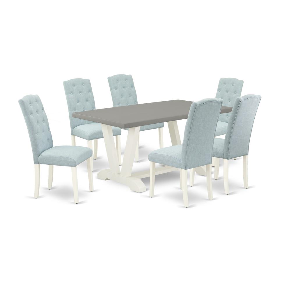 7-Pc Modern Dining Set- 6 Dining Padded Chairs And Dining Tables By East West Furniture | Dining Sets | Modishstore