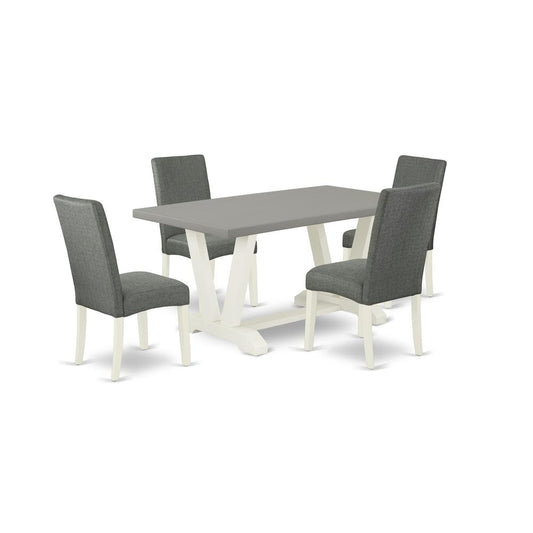 5-Pc Modern Dining Set - 4 Kitchen Chairs And 1 Modern Rectangular Cement Dining Room Table And Dining Tables By East West Furniture | Dining Sets | Modishstore