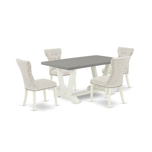 5-Piece Modern Dining Table Set- 4 Dining Padded Chairs By East West Furniture | Dining Sets | Modishstore