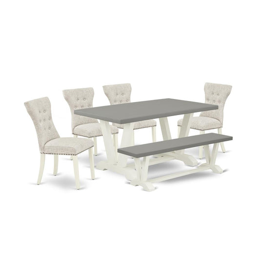 6-Pc Modern Dining Set- 4 Kitchen Parson Chairs By East West Furniture | Dining Sets | Modishstore