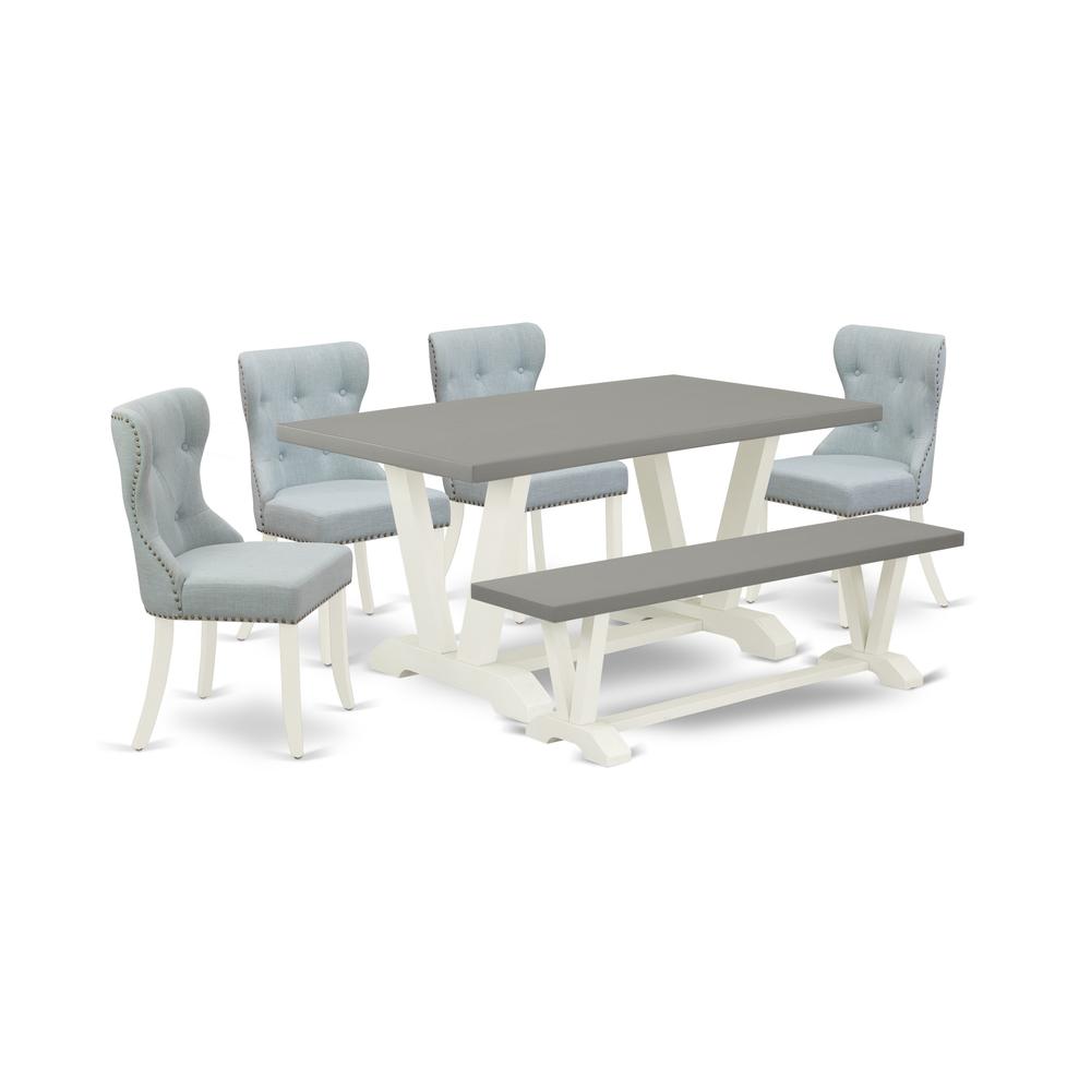 6-Piece Dining Room Table Set- 4 Parson Chairs By East West Furniture | Dining Sets | Modishstore
