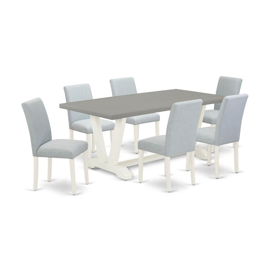7-Piece Dining Room Set Includes 6 Mid Century Modern Chairs By East West Furniture | Dining Sets | Modishstore