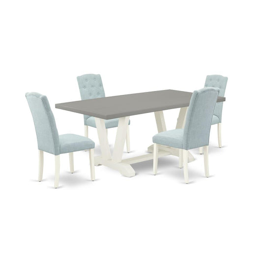 5-Piece Modern Dining Table Set- 4 Parson Dining Room Chairs By East West Furniture | Dining Sets | Modishstore
