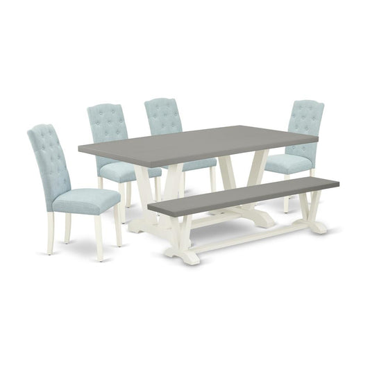 6-Piece Dining Room Table Set- 4 Parson Dining Chairs By East West Furniture | Dining Sets | Modishstore