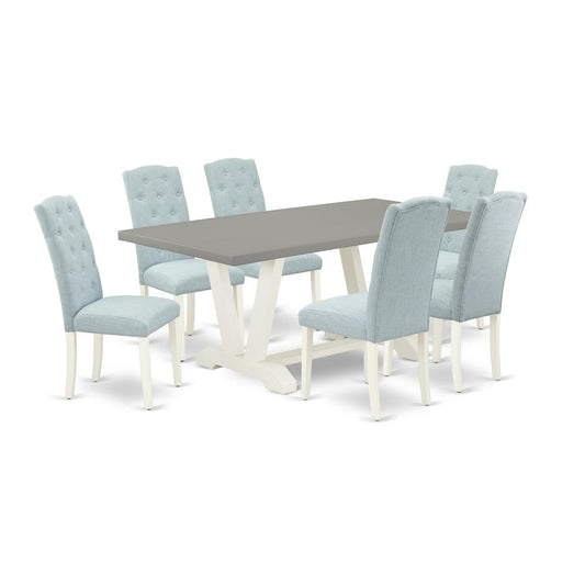 7-Piece Dining Room Table Set- 6 Parson Dining Chairs By East West Furniture | Dining Sets | Modishstore